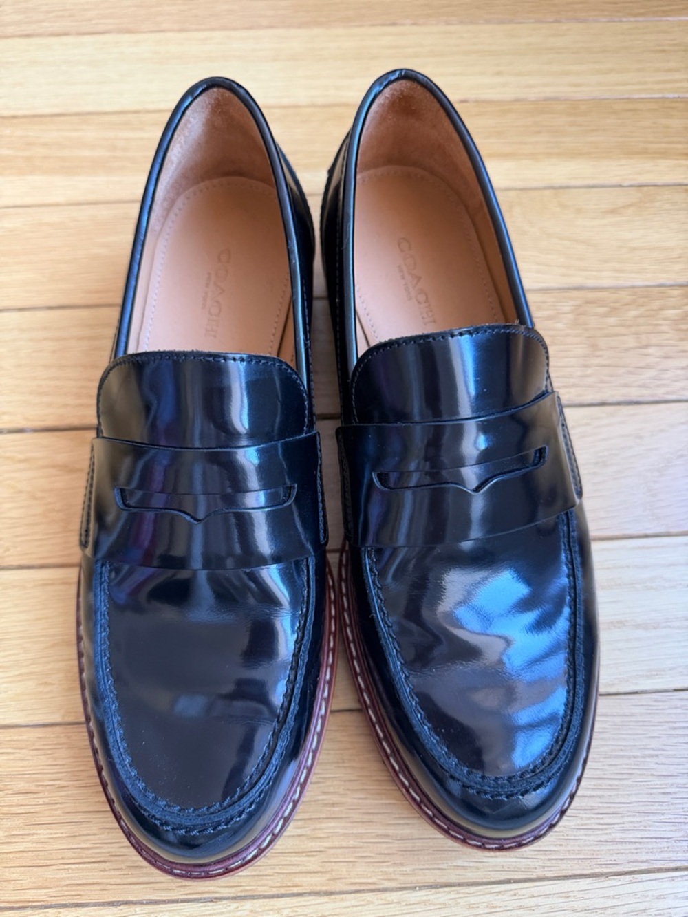 COACH Black Patent Leather Penny Loafers / Women 6.5